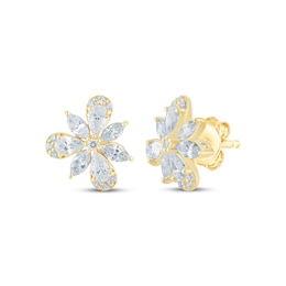 Monique Lhuillier Bliss Marquise, Pear & Round-Cut Lab-Grown Diamond Cluster Stud Earrings 1 ct tw 24K Yellow Gold Vermeil Sterling Silver