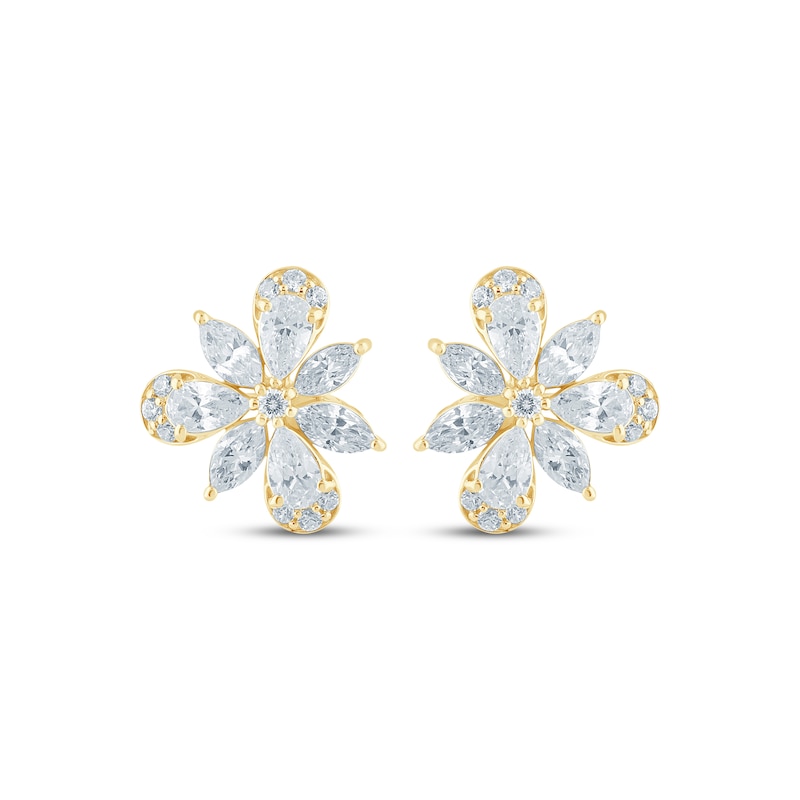 Main Image 2 of Monique Lhuillier Bliss Marquise, Pear & Round-Cut Lab-Grown Diamond Cluster Stud Earrings 1 ct tw 24K Yellow Gold Vermeil Sterling Silver