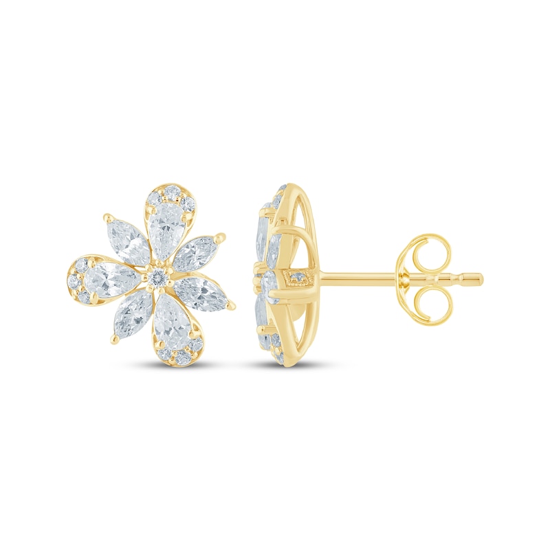 Main Image 3 of Monique Lhuillier Bliss Marquise, Pear & Round-Cut Lab-Grown Diamond Cluster Stud Earrings 1 ct tw 24K Yellow Gold Vermeil Sterling Silver