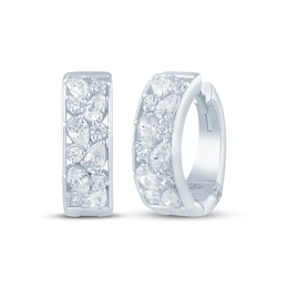 Monique Lhuillier Bliss Marquise & Round-Cut Lab-Grown Diamond Hoop Earrings 1 ct tw Platinum-Plated Sterling Silver