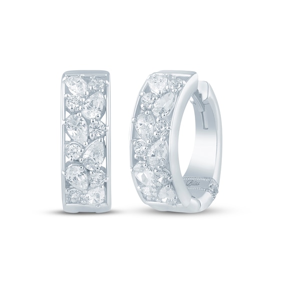 Monique Lhuillier Bliss Marquise & Round-Cut Lab-Grown Diamond Hoop Earrings 1 ct tw Platinum-Plated Sterling Silver