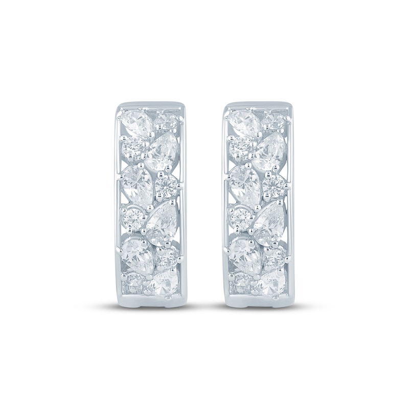Main Image 2 of Monique Lhuillier Bliss Marquise & Round-Cut Lab-Grown Diamond Hoop Earrings 1 ct tw Platinum-Plated Sterling Silver