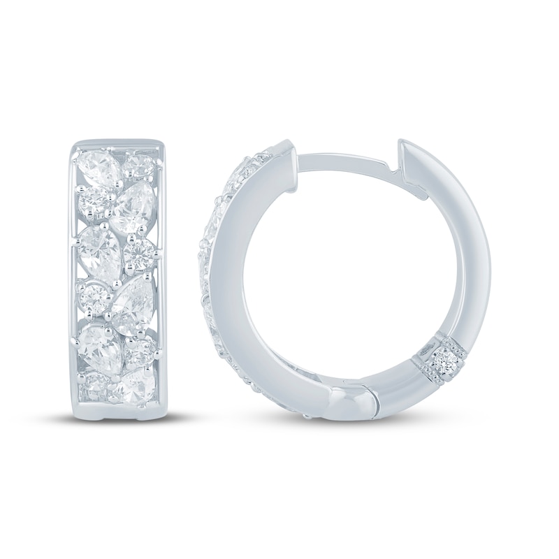 Main Image 3 of Monique Lhuillier Bliss Marquise & Round-Cut Lab-Grown Diamond Hoop Earrings 1 ct tw Platinum-Plated Sterling Silver