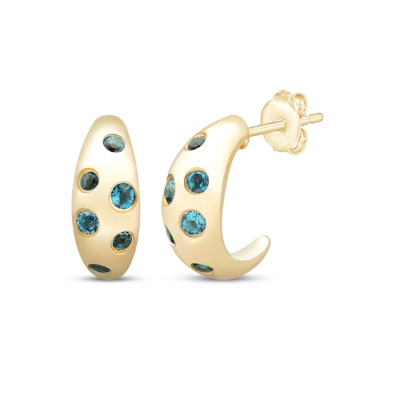 STUDIO BY KAY London Blue Topaz Scatter J-Hoop Earrings 24K Yellow Gold Vermeil Sterling Silver