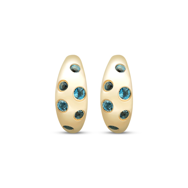 Main Image 2 of STUDIO BY KAY London Blue Topaz Scatter J-Hoop Earrings 24K Yellow Gold Vermeil Sterling Silver