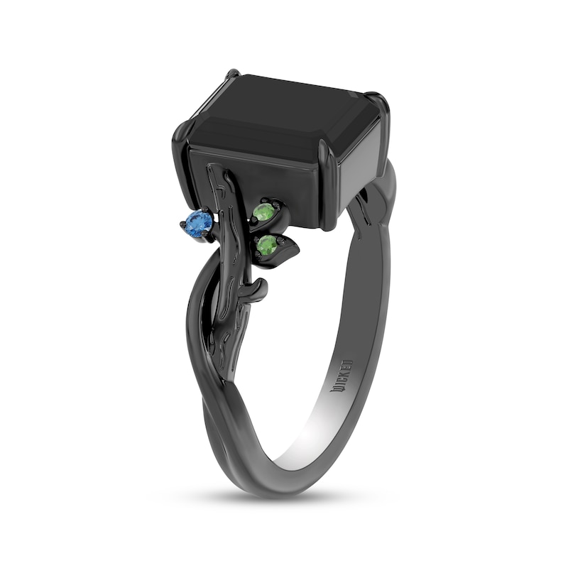 Main Image 2 of Wicked Octagon-Cut Black Onyx, London Blue Topaz & Green Tourmaline Vine Ring Black Rhodium-Plated Sterling Silver
