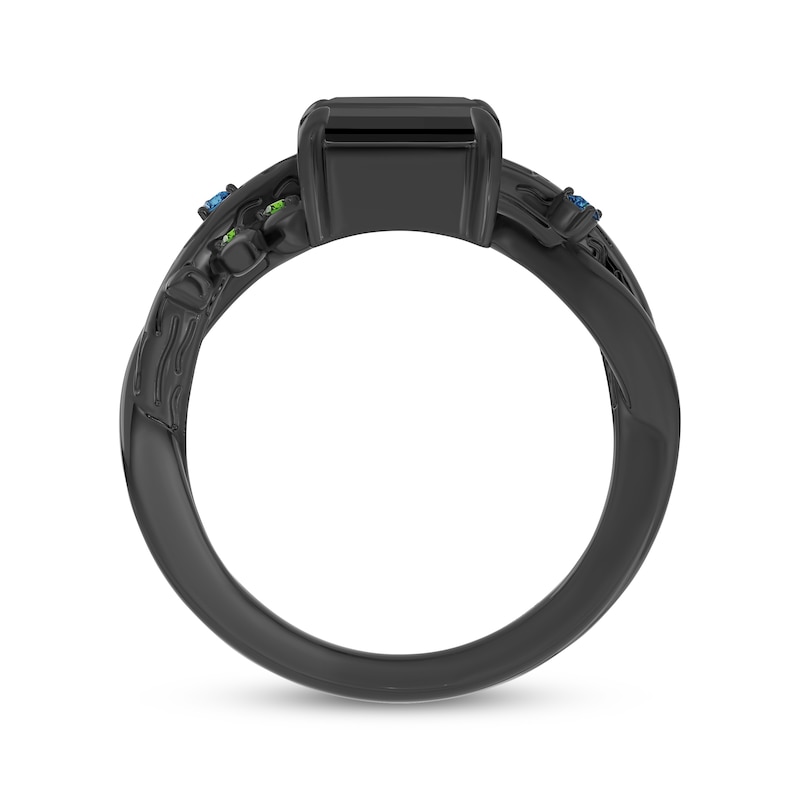 Main Image 3 of Wicked Octagon-Cut Black Onyx, London Blue Topaz & Green Tourmaline Vine Ring Black Rhodium-Plated Sterling Silver