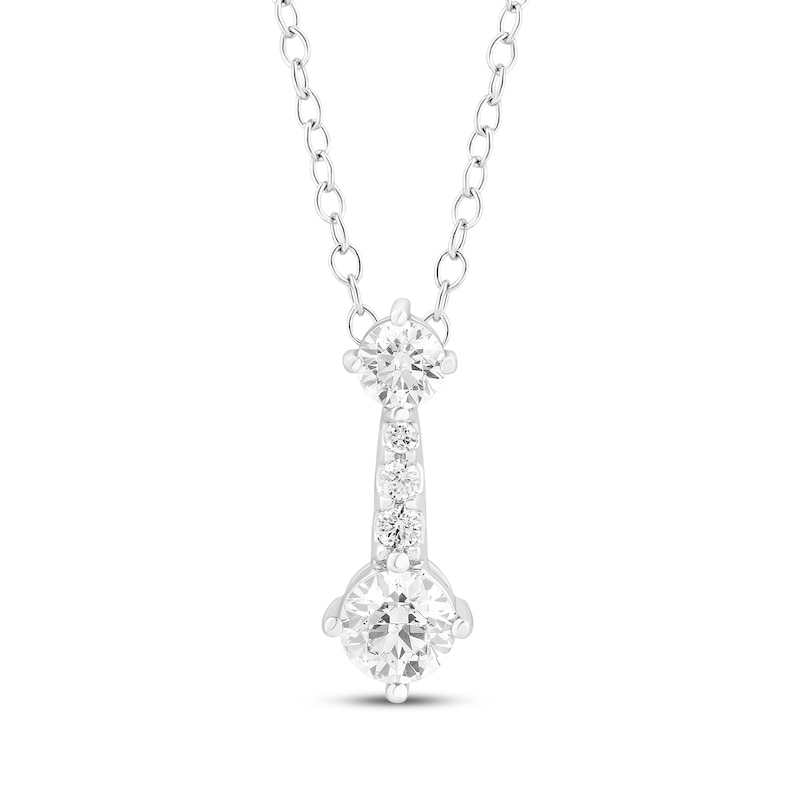 Main Image 1 of Milestones Lab-Grown Diamond Drop Necklace 1/2 ct tw 10K White Gold 18"