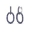 Thumbnail Image 1 of Blue Lab-Created Sapphire Oval Doorknocker Drop Earrings Sterling Silver