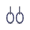 Thumbnail Image 2 of Blue Lab-Created Sapphire Oval Doorknocker Drop Earrings Sterling Silver