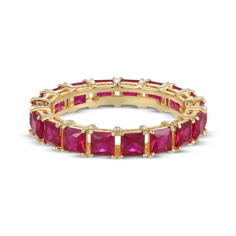 Main Image 3 of STUDIO BY KAY Square-Cut Lab-Created Ruby Eternity Ring 24K Yellow Gold Vermeil Sterling Silver
