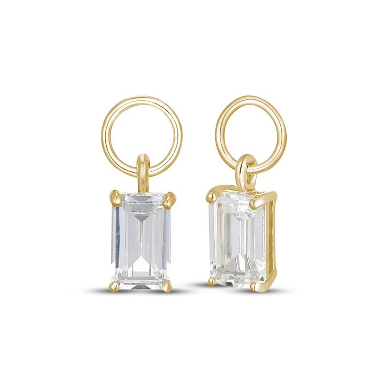 Main Image 1 of STUDIO BY KAY Baguette-Cut White Lab-Created Sapphire Earring Charms 24K Gold Vermeil Sterling Silver