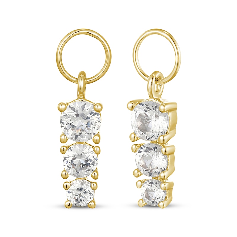 Main Image 1 of STUDIO BY KAY White Lab-Created Sapphire Three-Stone Earring Charms 24K Yellow Gold Vermeil Sterling Silver