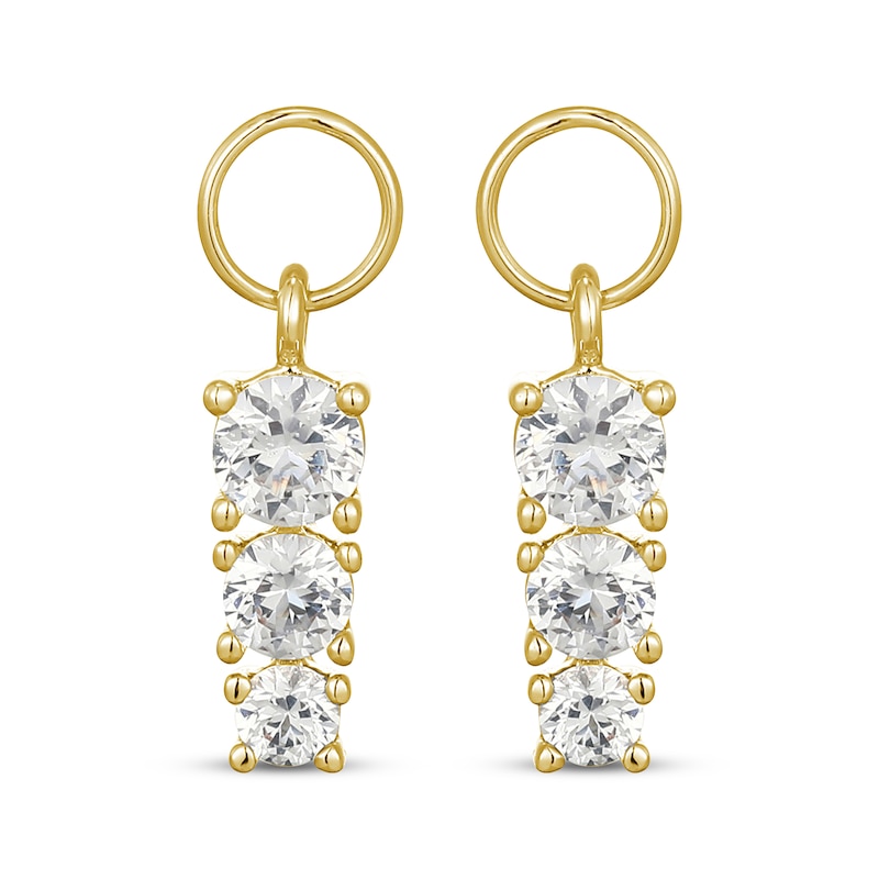 Main Image 2 of STUDIO BY KAY White Lab-Created Sapphire Three-Stone Earring Charms 24K Yellow Gold Vermeil Sterling Silver