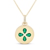 Thumbnail Image 1 of STUDIO BY KAY Pear-Shaped Lab-Created Emerald & White Lab-Created Sapphire Clover Medallion Necklace 24K Yellow Gold Vermeil Sterling Silver 18"