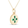 Thumbnail Image 2 of STUDIO BY KAY Pear-Shaped Lab-Created Emerald & White Lab-Created Sapphire Clover Medallion Necklace 24K Yellow Gold Vermeil Sterling Silver 18"