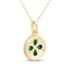 Thumbnail Image 3 of STUDIO BY KAY Pear-Shaped Lab-Created Emerald & White Lab-Created Sapphire Clover Medallion Necklace 24K Yellow Gold Vermeil Sterling Silver 18"