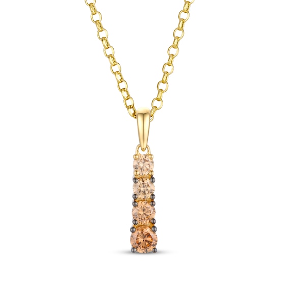 Le Vian Desert Diamonds Chocolate Ombré Drop Necklace 3/8 ct tw 14K Honey Gold 19"