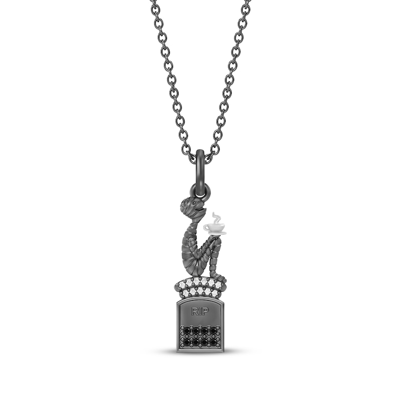 Main Image 1 of Disney Treasures The Haunted Mansion "Mummy" Black & White Diamond Necklace 1/15 ct tw Sterling Silver 19"