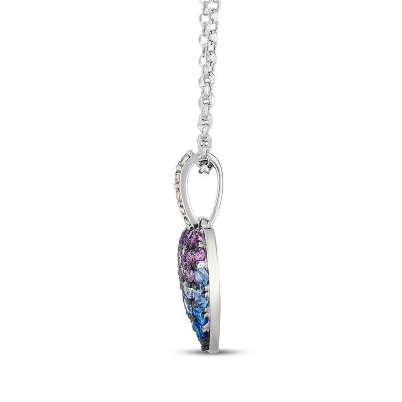 Main Image 2 of Le Vian Strawberry Ombré & Denim Ombré Sapphire Necklace 1/15 ct tw Diamonds 14K Vanilla Gold 19"