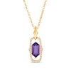 Thumbnail Image 1 of Le Vian Hexagon-Cut Amethyst Necklace 1/8 ct tw Diamonds 14K Honey Gold 19"