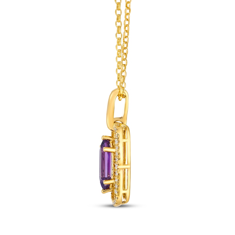 Main Image 2 of Le Vian Hexagon-Cut Amethyst Necklace 1/8 ct tw Diamonds 14K Honey Gold 19"