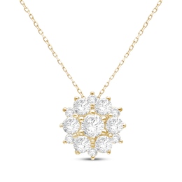 KAY Lab-Grown Diamonds Starburst Halo Necklace 1 ct tw 10K Yellow Gold 18"