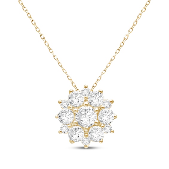 KAY Lab-Grown Diamonds Starburst Halo Necklace 1 ct tw 10K Yellow Gold 18"