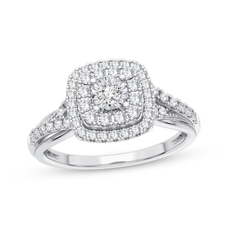 Now + Forever Cushion-Shaped Engagement Ring 1/3 ct tw Round-cut 10K White Gold