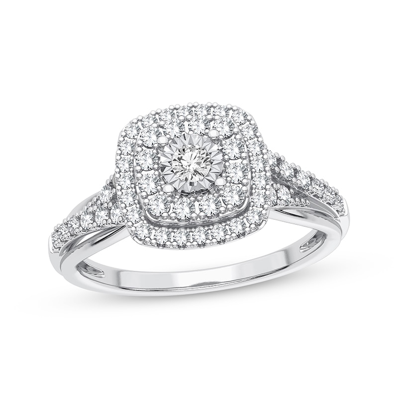 Main Image 1 of Now + Forever Cushion-Shaped Engagement Ring 1/3 ct tw Round-cut 10K White Gold