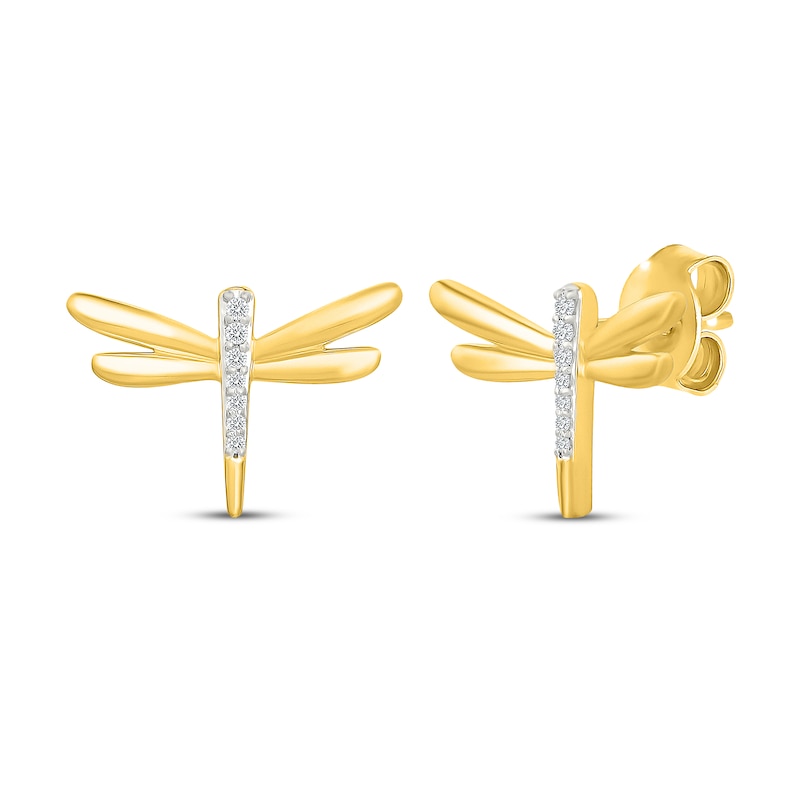 Main Image 1 of KAY Lab-Grown Diamonds Dragonfly Stud Earrings 1/20 ct tw 10K Yellow Gold