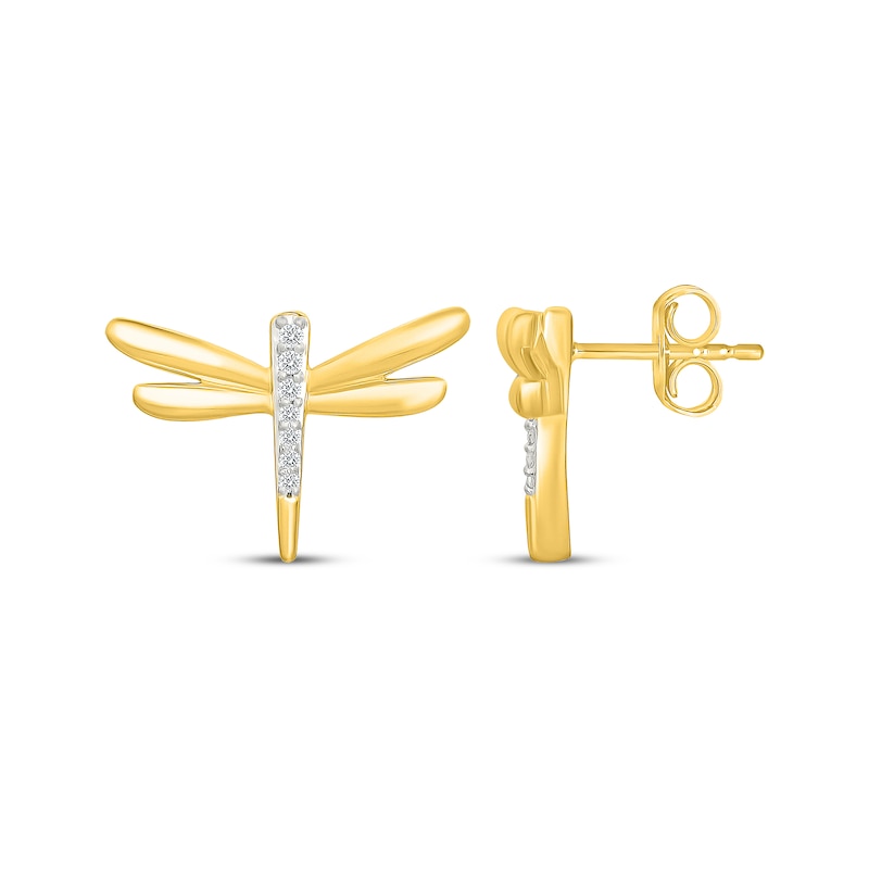 Main Image 3 of KAY Lab-Grown Diamonds Dragonfly Stud Earrings 1/20 ct tw 10K Yellow Gold