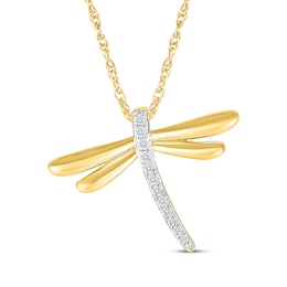 KAY Lab-Grown Diamonds Dragonfly Necklace 1/10 ct tw 10K Yellow Gold 18"