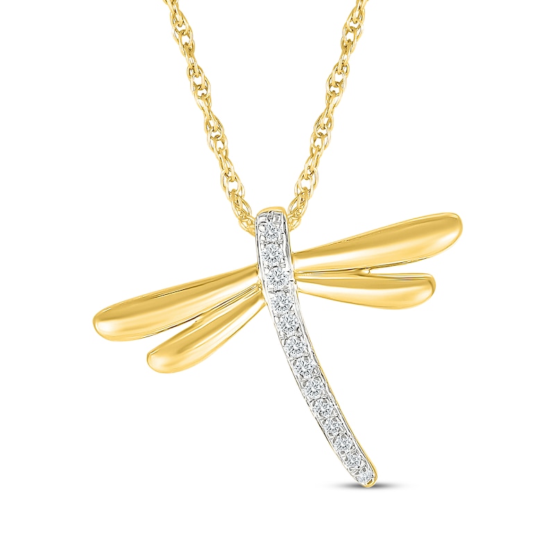 Main Image 1 of KAY Lab-Grown Diamonds Dragonfly Necklace 1/10 ct tw 10K Yellow Gold 18"