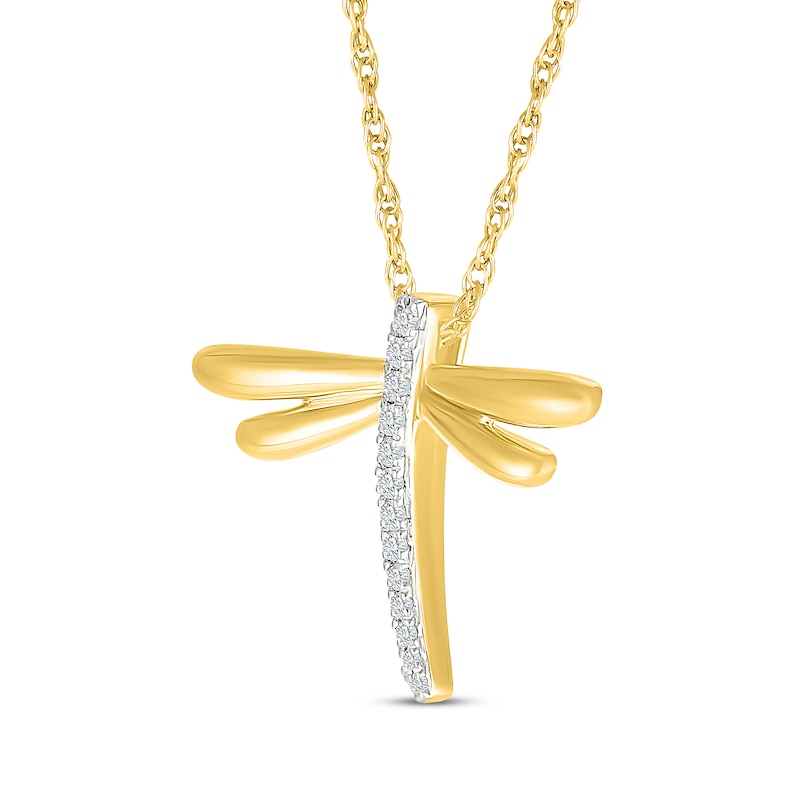 Main Image 2 of KAY Lab-Grown Diamonds Dragonfly Necklace 1/10 ct tw 10K Yellow Gold 18"