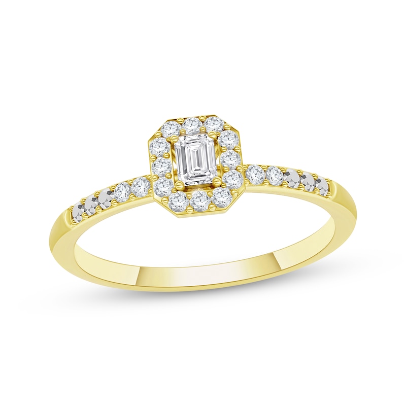 Main Image 1 of KAY Lab-Grown Diamonds Emerald-Cut Promise Ring 1/5 ct tw 10K Yellow Gold