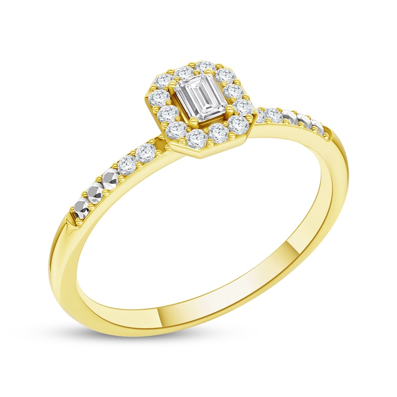 Main Image 2 of KAY Lab-Grown Diamonds Emerald-Cut Promise Ring 1/5 ct tw 10K Yellow Gold