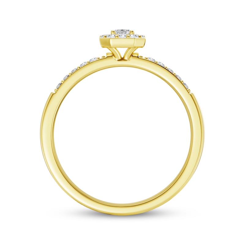 Main Image 4 of KAY Lab-Grown Diamonds Emerald-Cut Promise Ring 1/5 ct tw 10K Yellow Gold