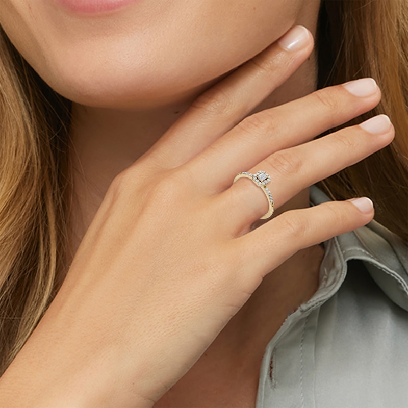 Main Image 6 of KAY Lab-Grown Diamonds Emerald-Cut Promise Ring 1/5 ct tw 10K Yellow Gold