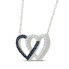 Thumbnail Image 2 of Black & White Diamond Interlocking Hearts Necklace 1/5 ct tw Sterling Silver 18"