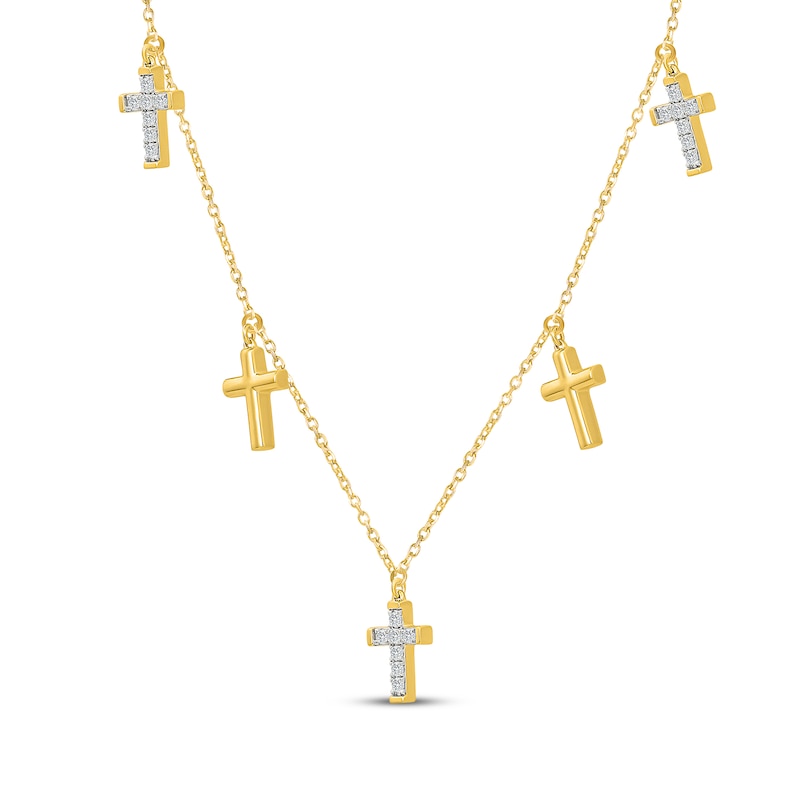 Main Image 2 of KAY Lab-Grown Diamonds Cross Station Necklace 1/5 ct tw 14K Yellow Gold-Plated Sterling Silver 18"