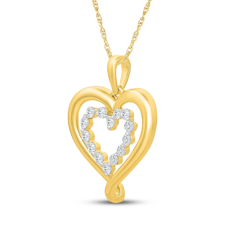 Main Image 2 of KAY Lab-Grown Diamonds Double Heart Necklace 1/4 ct tw 10K Yellow Gold 18"