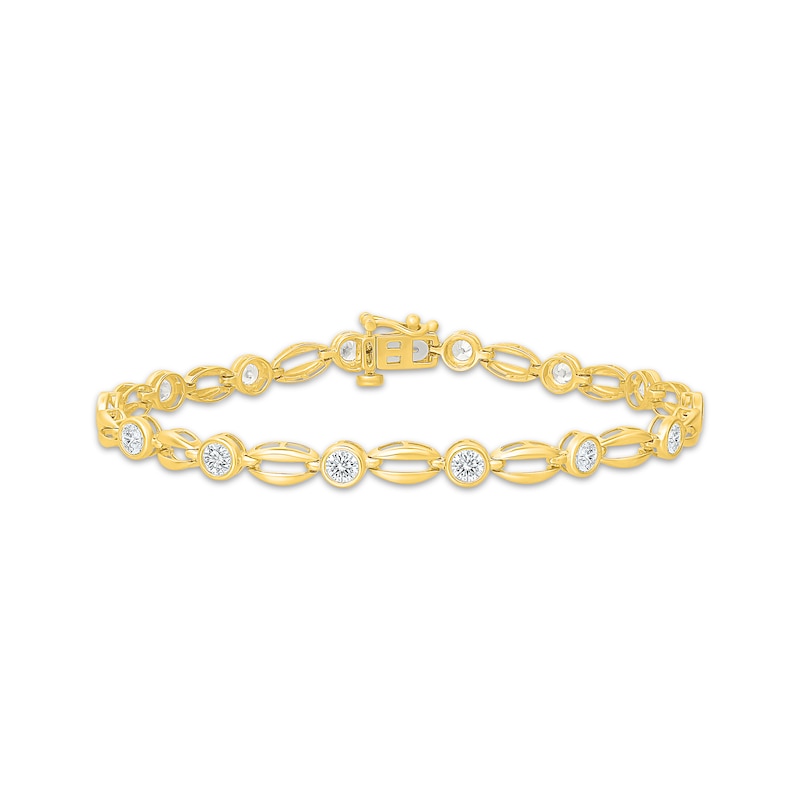 Main Image 1 of KAY Lab-Grown Diamonds Bezel-Set Link Bracelet 2 ct tw 10K Yellow Gold 7.25"