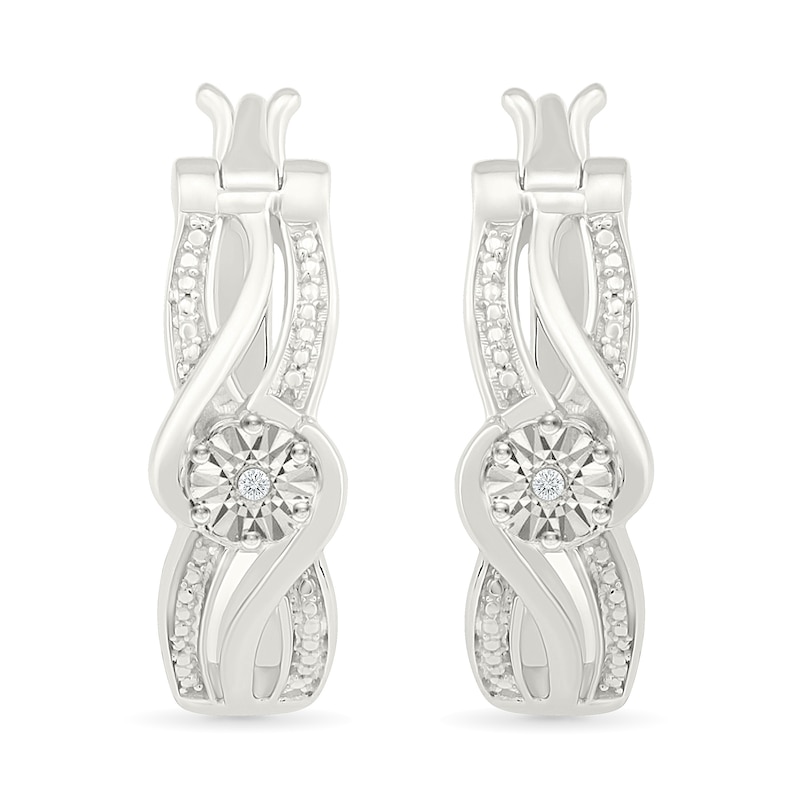 Main Image 1 of Diamond Accent Swirl Design Hoop Earrings Sterling Silver
