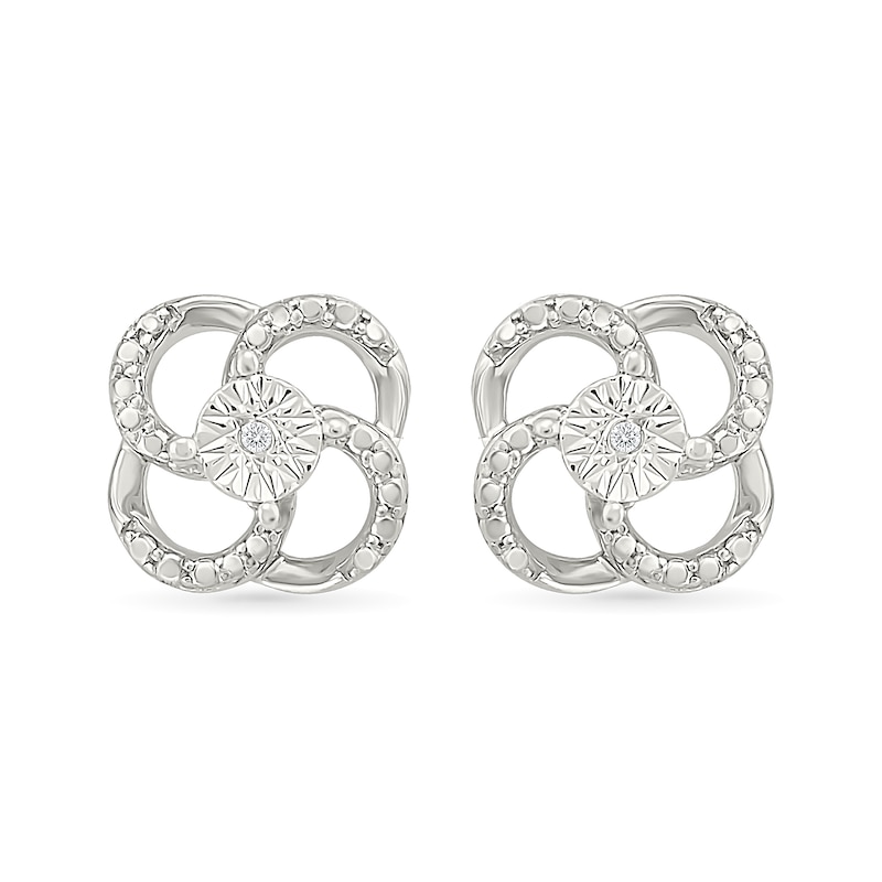 Main Image 1 of Diamond Accent Open Flower Stud Earrings Sterling Silver