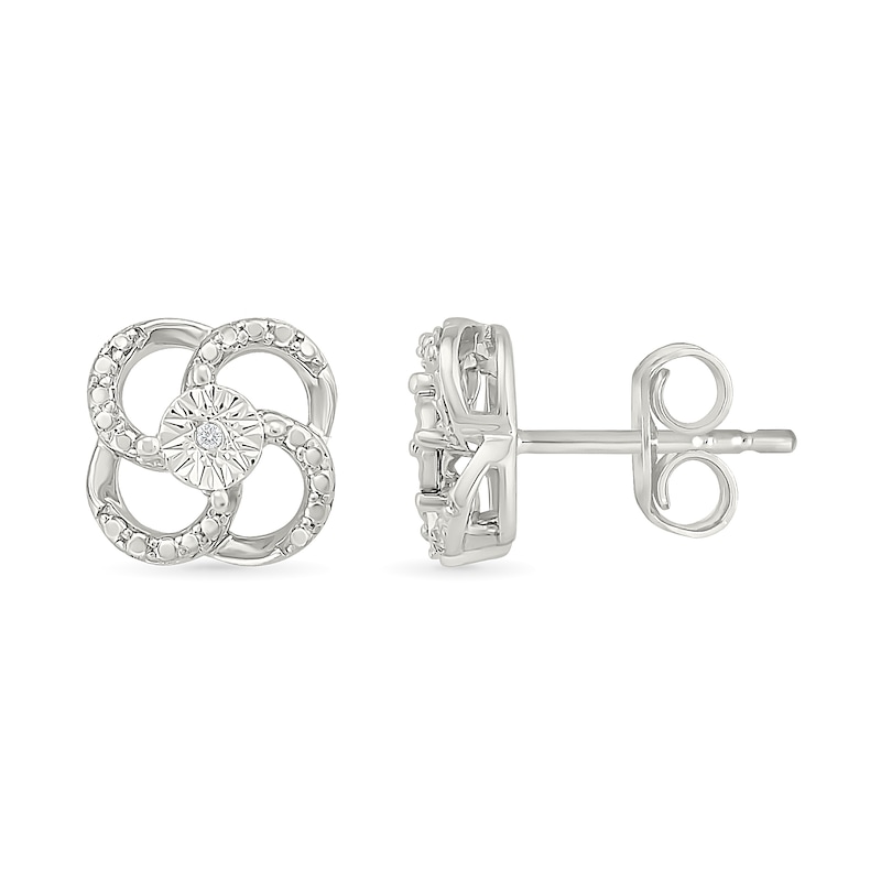 Main Image 3 of Diamond Accent Open Flower Stud Earrings Sterling Silver