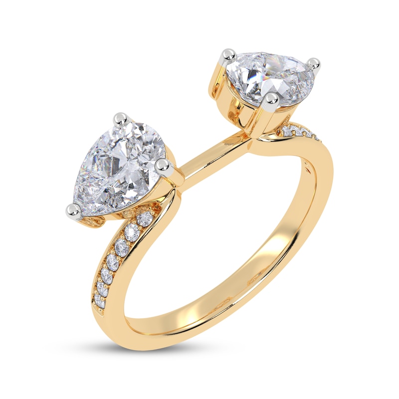 Main Image 2 of Now + Forever Lab-Grown Diamonds Pear-Shaped Enhancer Ring 1 ct tw 14K Yellow Gold