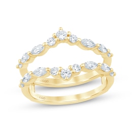 Now + Forever Lab-Grown Diamonds Marquise- & Round-Cut Enhancer Ring 3/4 ct tw 14K Yellow Gold