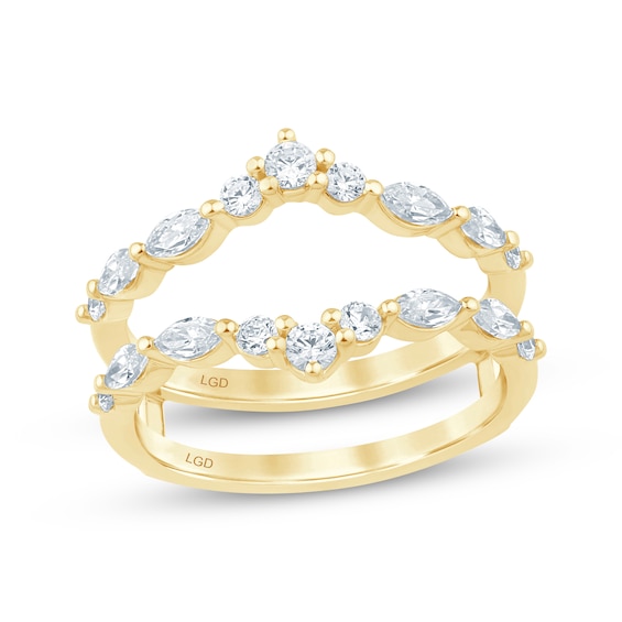 Now + Forever Lab-Grown Diamonds Marquise- & Round-Cut Enhancer Ring 3/4 ct tw 14K Yellow Gold