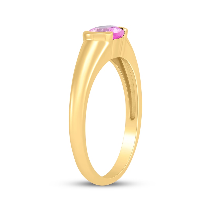 Main Image 2 of STUDIO BY KAY Oval-Cut Pink Lab-Created Sapphire Solitaire Ring 24K Yellow Gold Vermeil Sterling Silver